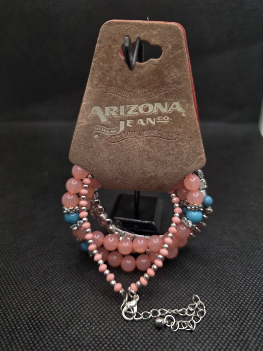 Arizona Jeans 5 Pc Pink Beaded Rhinestone Bracelet Set Stretch NWT